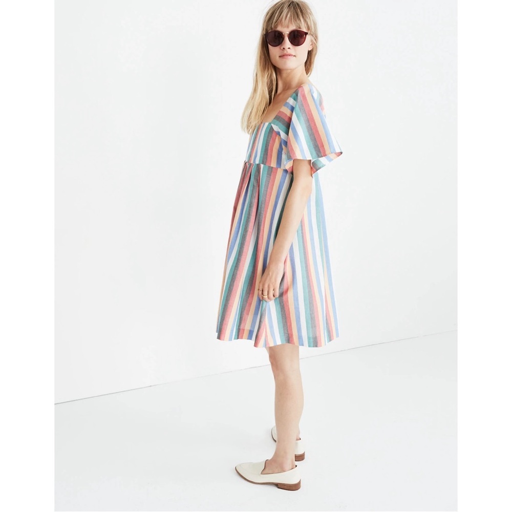 Madewell Pastel Multicolor Striped Short-Sleeve Dress